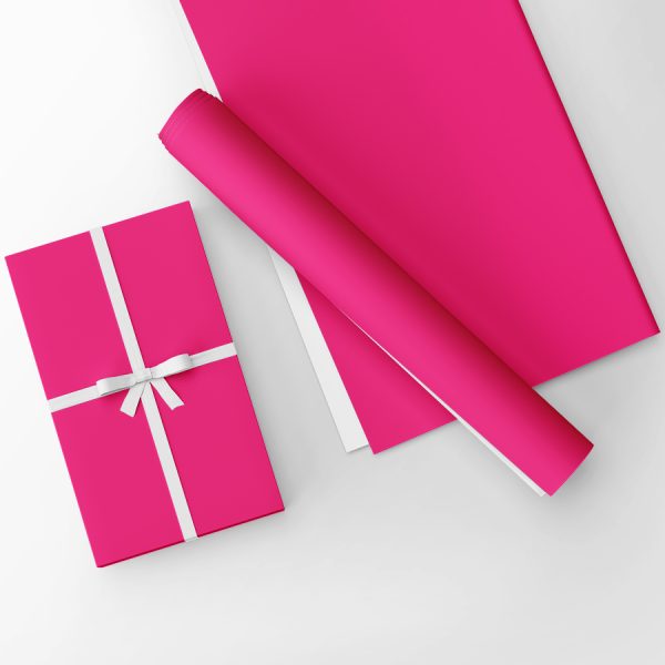 Embalagem de presente com papel liso rosa referência 716 da Gessele.